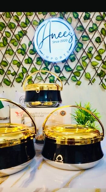 Lotus Mist Golden Insulated Pot Set – 3 Pcs (2.5L/4.5L/6.5L)