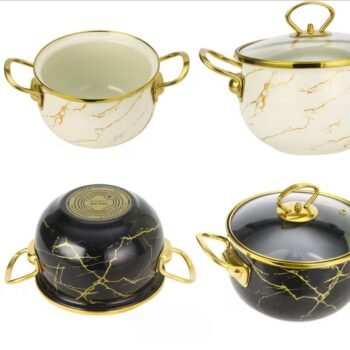 Imported Enamel Cooking Pot 26cm / 6.5L – Marble Finish